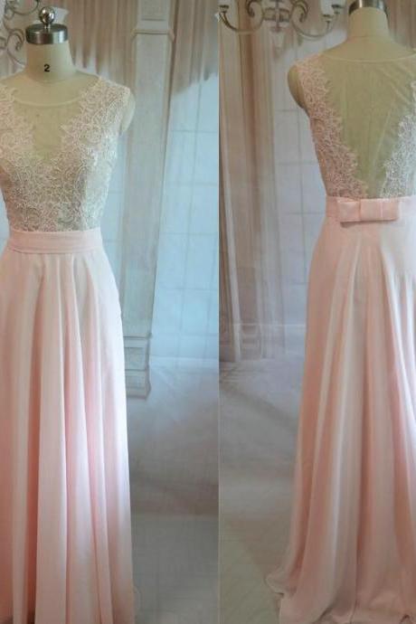 Sexy A Line Light Pink Lace Prom Dress ,wedding Party Gowns, Custom Made Party Gowns