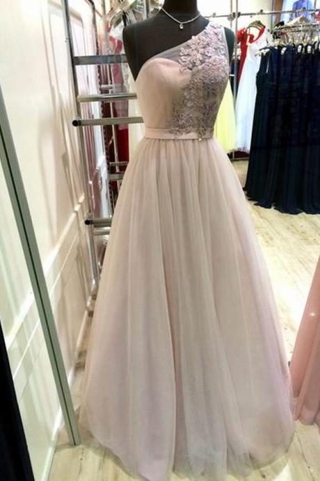 Sexy One Shoulder Tulle Prom Dress, A Line Tulle Prom Gowns , Formal Evening Dress, Wedding Party Gowns 2020