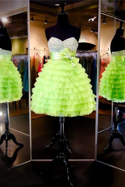 Off Shulder Green Tulle Short Homecoming Dress A Line Girls Pageant Gowns ,Sweet 16 Party Gowns ,Cheap Party Gowns With Skirts Tiers 