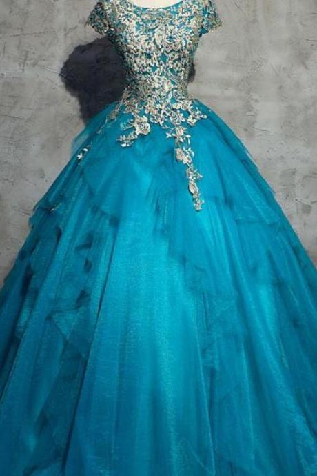 Ball Gown Quinceanera Dresses With Caped Sleeve Plus Size Women Party Gowns , Sweet 16 Quinceanera Party Gowns 2020