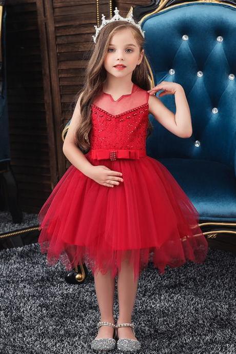 Wedding Flower Girls Dresses ,sexy A Line Red Short Flower Girls Dresses, Tulle Flower Gowns ,wedding Pageant Girls Dress, Scoop Kids Gowns