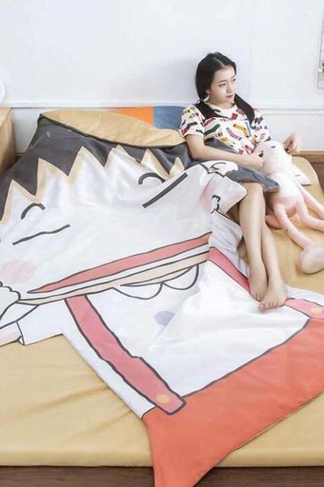 Single Quilt:43'x 59' Anime Thin Quilts Chi-bi Maruko Throw Blanket 3D Print Cute Bedding Comforter Light Quilt Washable