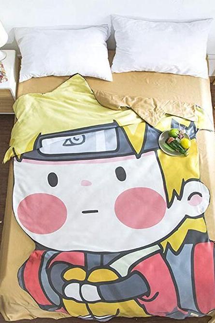  Kids Quilt:31'x45' Anime Thin Quilt Uzumaki Naruto Throw Blanket 3D Print Cute Bedding Comforter Light Quilt Washable