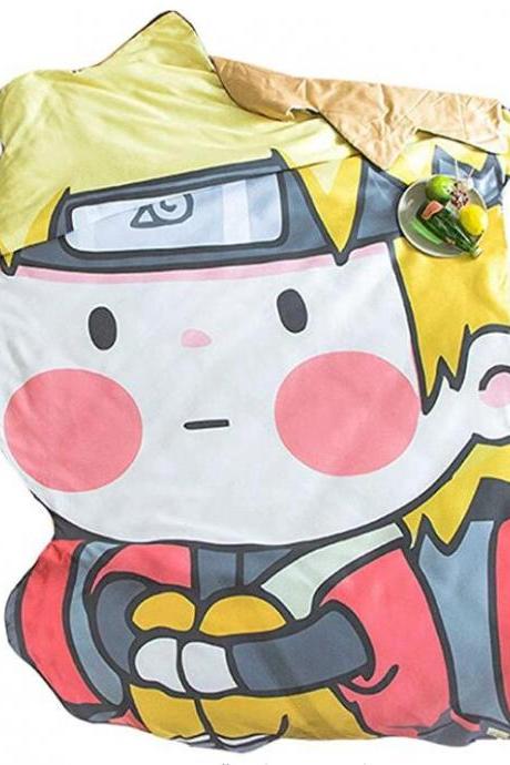 Single Quilt:43'x 59' Anime Thin Quilts Uzumaki Naruto Throw Blanket 3D Print Cute Bedding Comforter Light Quilt Washable