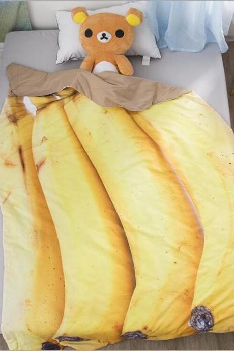 Single Quilt:43"x 59" Anime Thin Quilts Banana Throw Blanket 3D Print Cute Bedding Comforter Light Quilt Washable