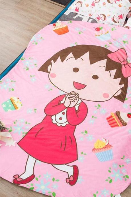  Kids Quilt:31'x45' Anime Thin Quilts Chi-bi Maruko Throw Blanket 3D Print Cute Bedding Comforter Light Quilt Washable