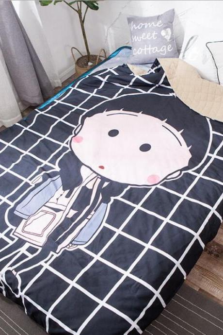  Kids Quilt:31'x45' Anime Thin Quilts Fashion Girl Throw Blanket 3D Print Cute Bedding Comforter Light Quilt Washable