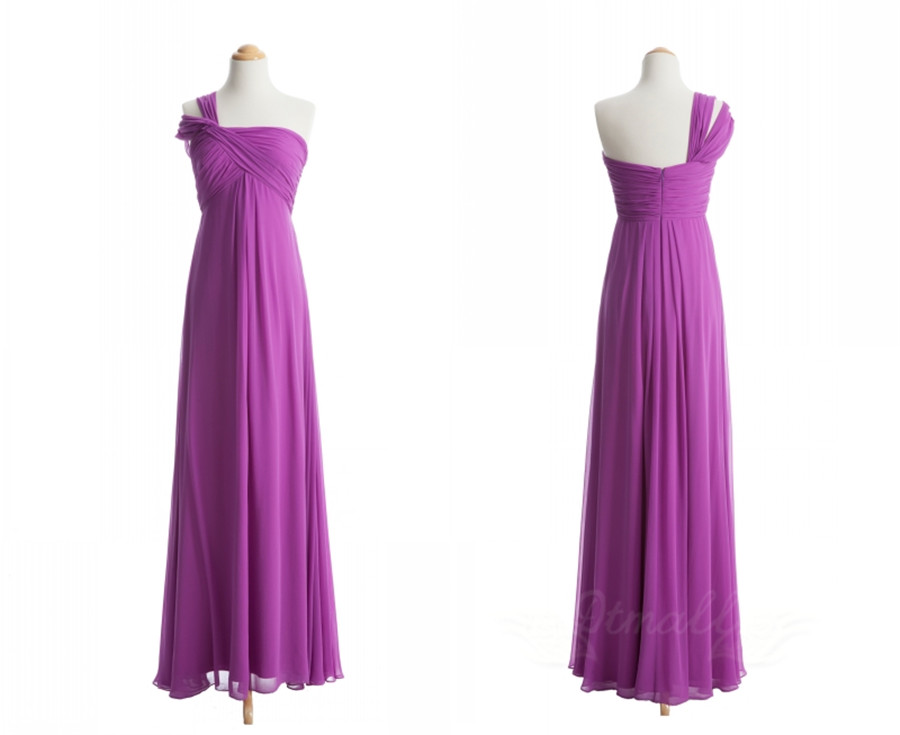 Floor Length Purple Chiffon Long Bridesmaid Dress,Sexy A Line Long Prom ...