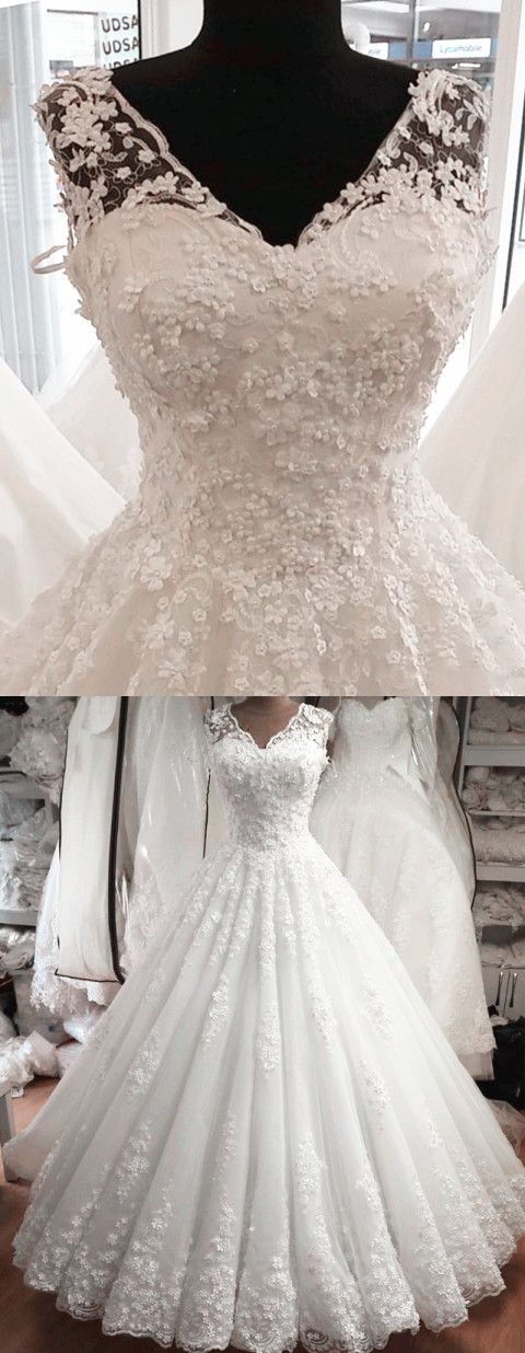 Plus Size V-neck White Lace Appliqued China Wedding Dresses 2019 Custom ...