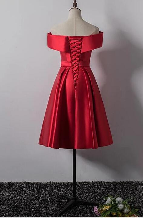 Simple Red Satin Sleeveless Sheath Cocktail Dress Formal Homecoming Dress SP91